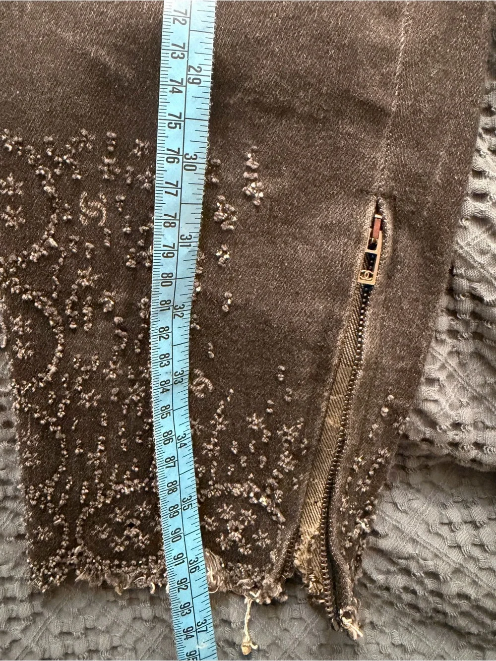Chanel Black Women's Jeans with Lace Hem size 0 / 34 REVIEW DESCRIPTION!